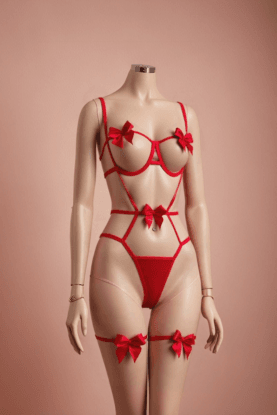 Bowknot Hollow Out Sexy Lingerie Valentine&apos;s Day Theme Version
