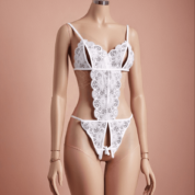 Sexy Lace Open Crotch Nightie – Backless Bodysuit with Bust Cutout