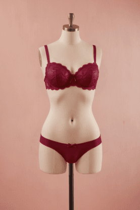 2-Piece Women’s Lingerie Set – Underwire Bra & Triangle Panty in Coffee Brown